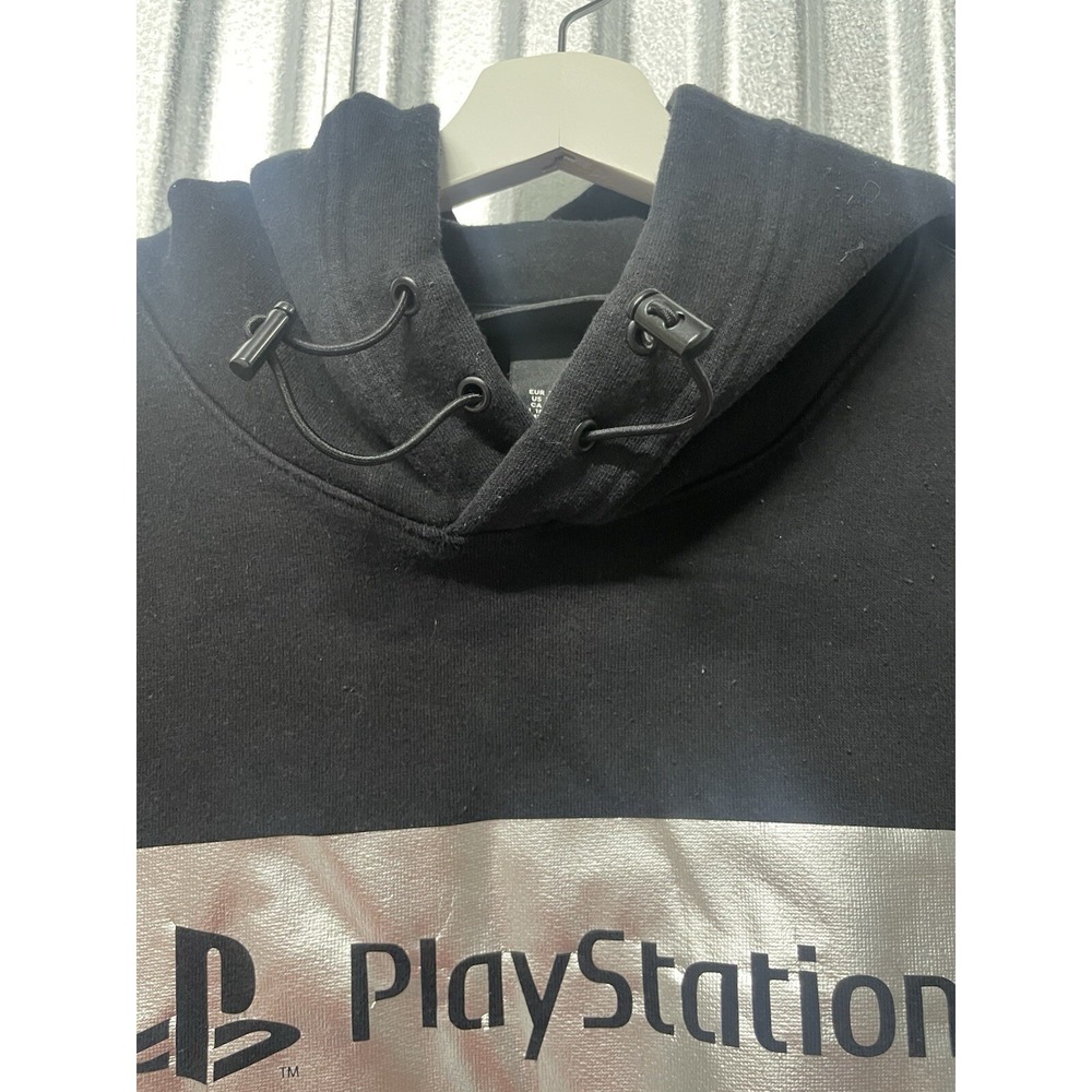 PlayStation x H&M Hoodie Mens XL Black Silver Japanese Graphic Zip Pocket GBL - Picture 5 of 8